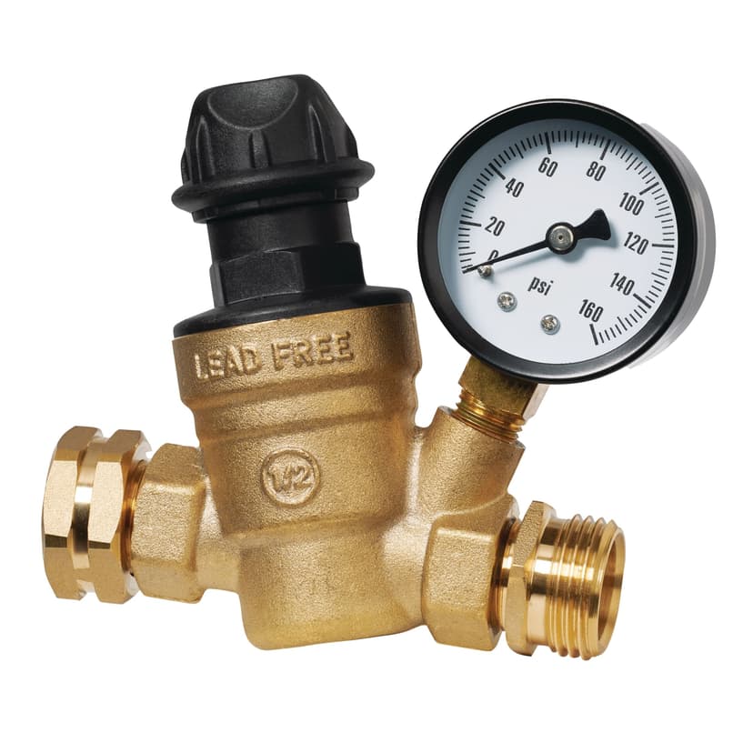 Northern Nomad Manual Adjustable RV Water Pressure Regulator Valve, Brass