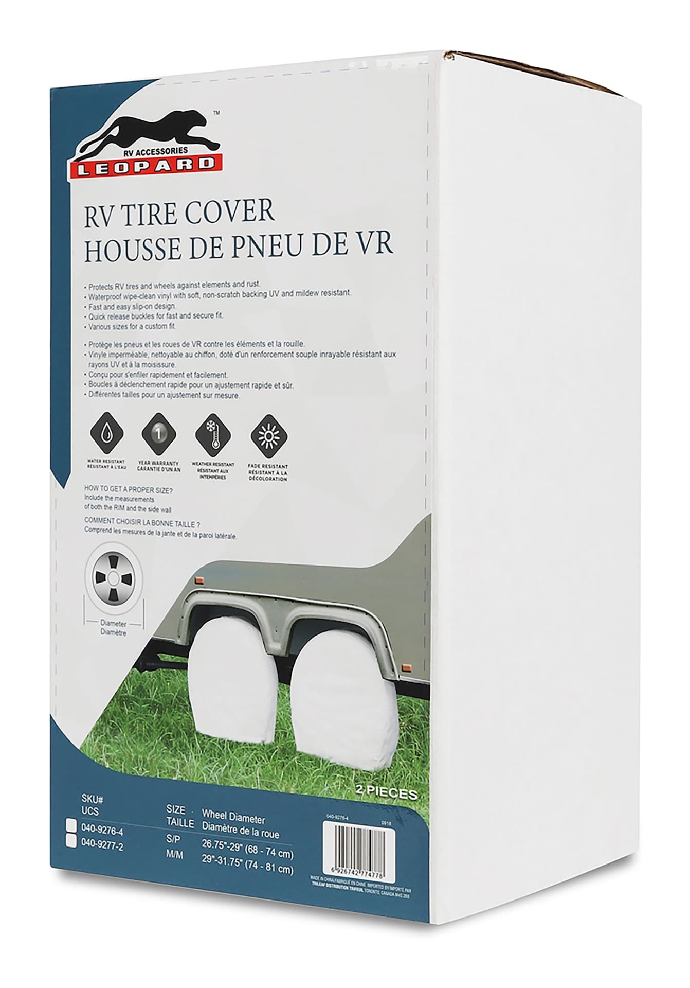 Leopard Waterproof RV Tire Cover, 26.75-29-in, 2-pk