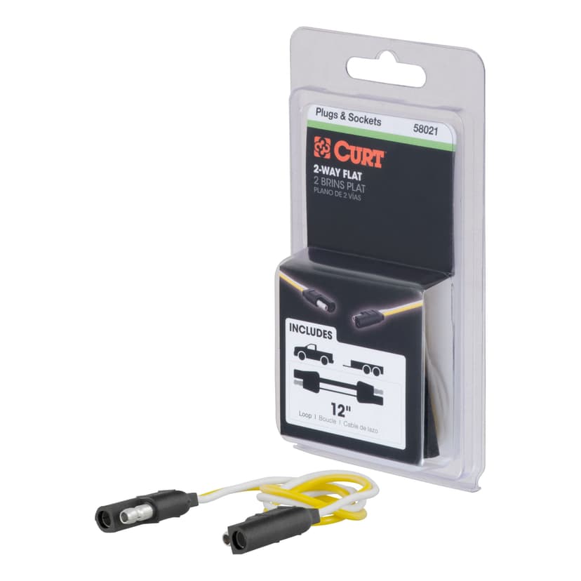 CURT 58021 2-Pin Flat Wiring Harness with 12-Inch Wires