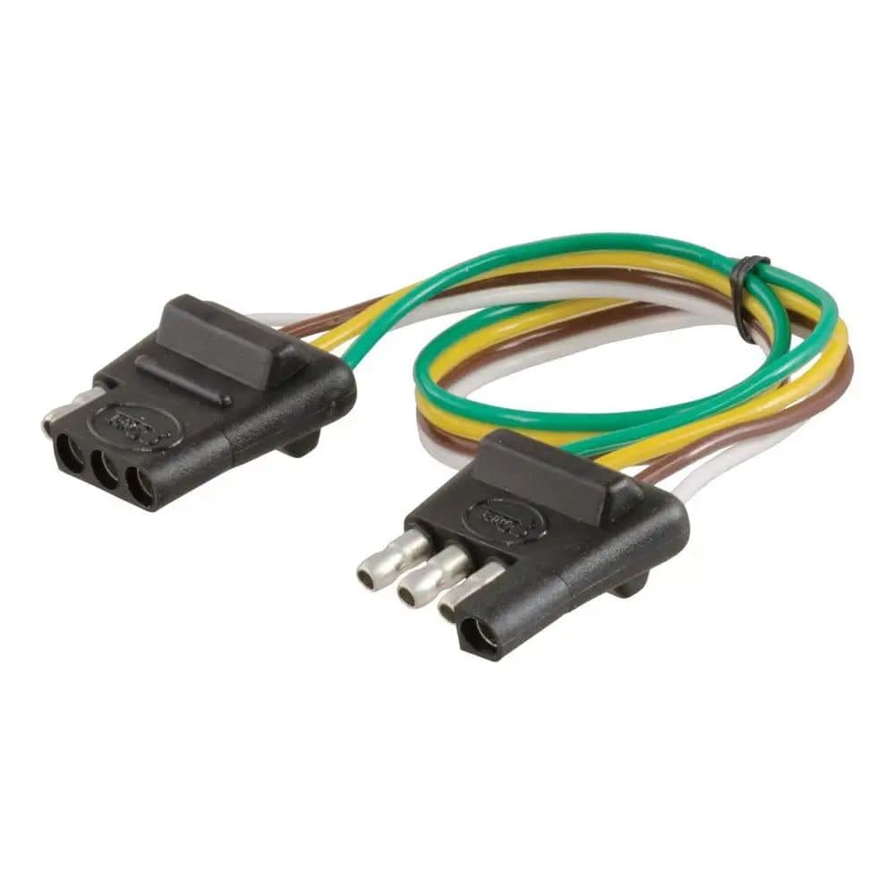 CURT 58381 4-Way Flat Connector Plug & Socket with 12-in Wires, Packaged