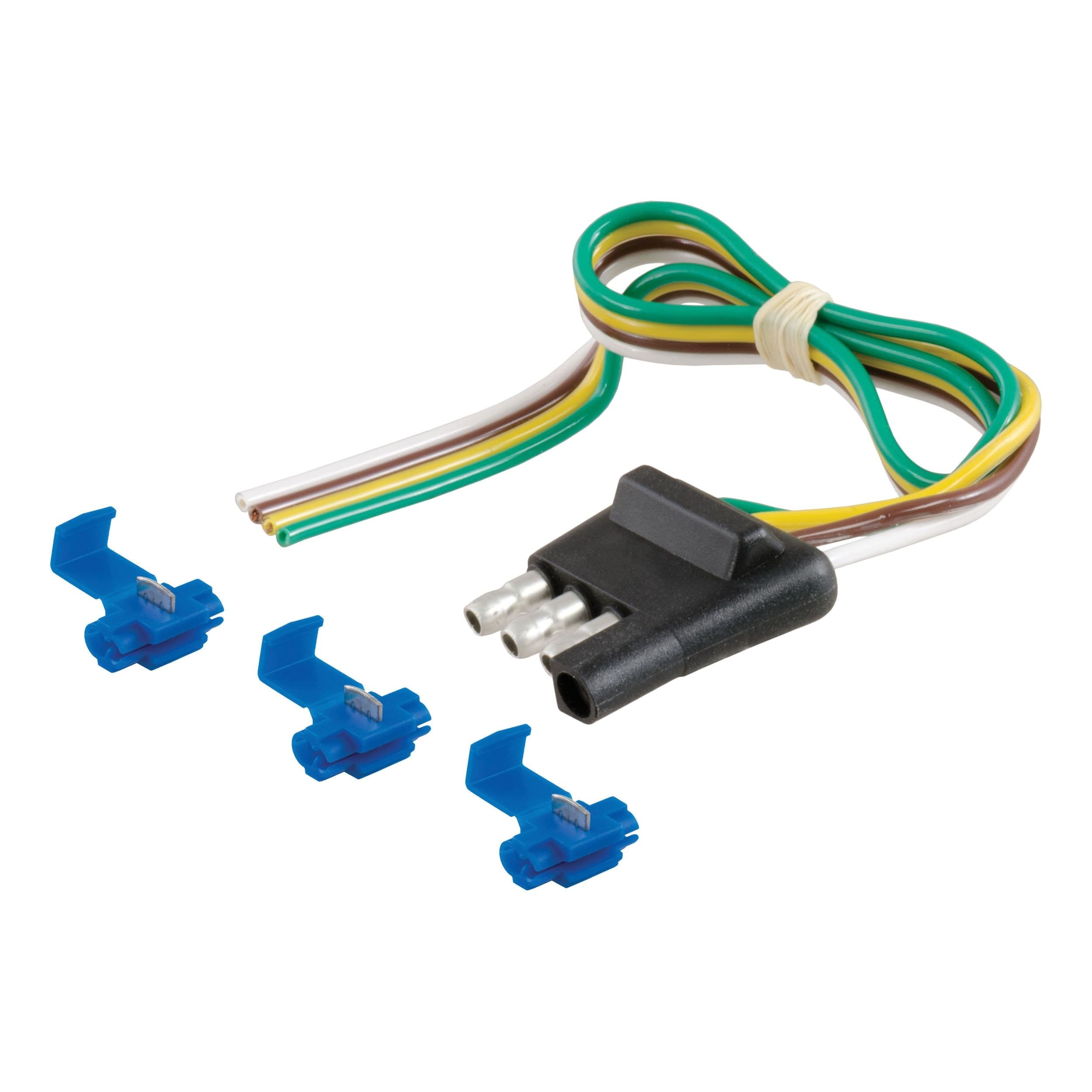 CURT 58033 4-Way Flat Trailer Side Connector Plug with 12-in Wires & Hardware
