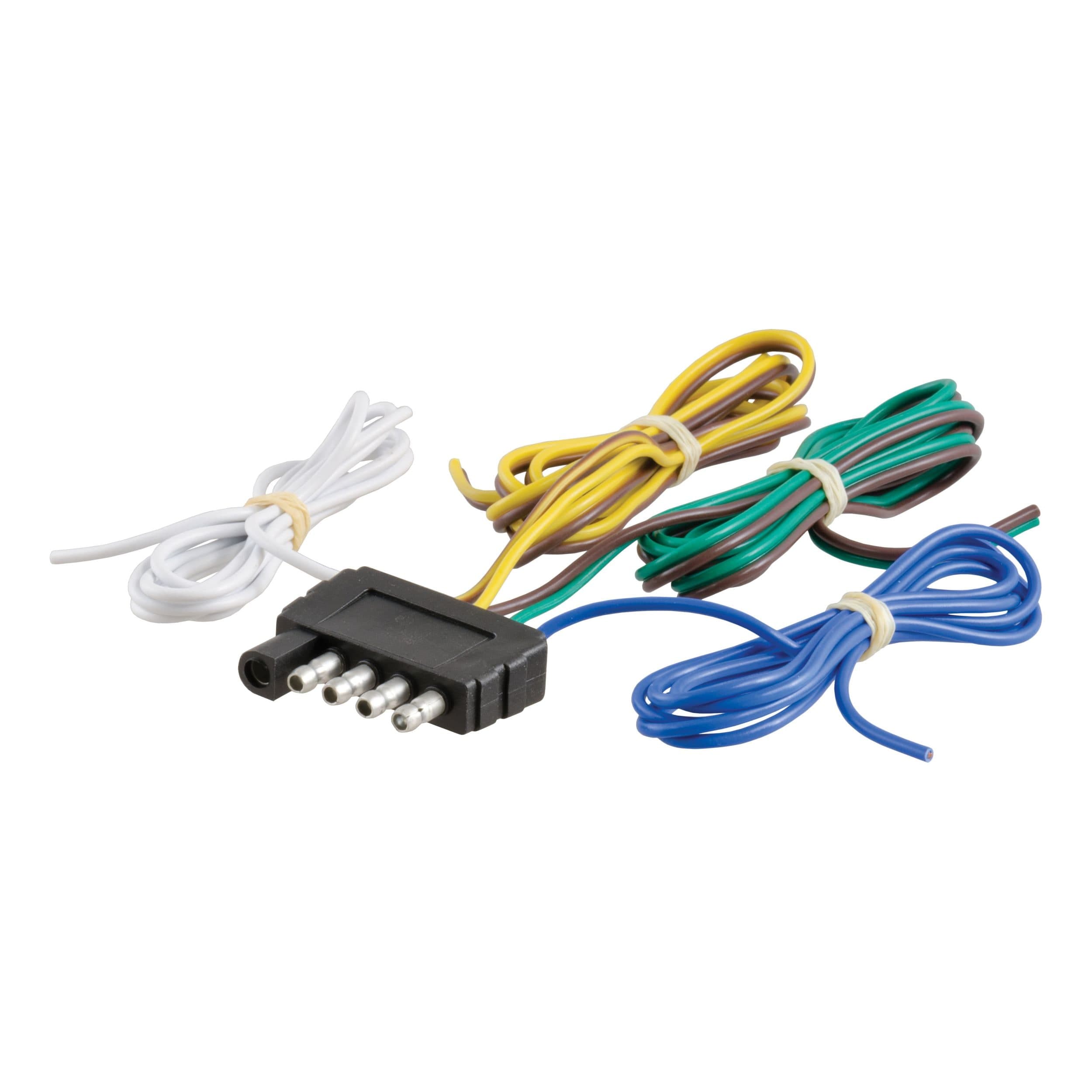 CURT 58540 5-Way Flat Connector Plug with 48-in Wires (Trailer Side)