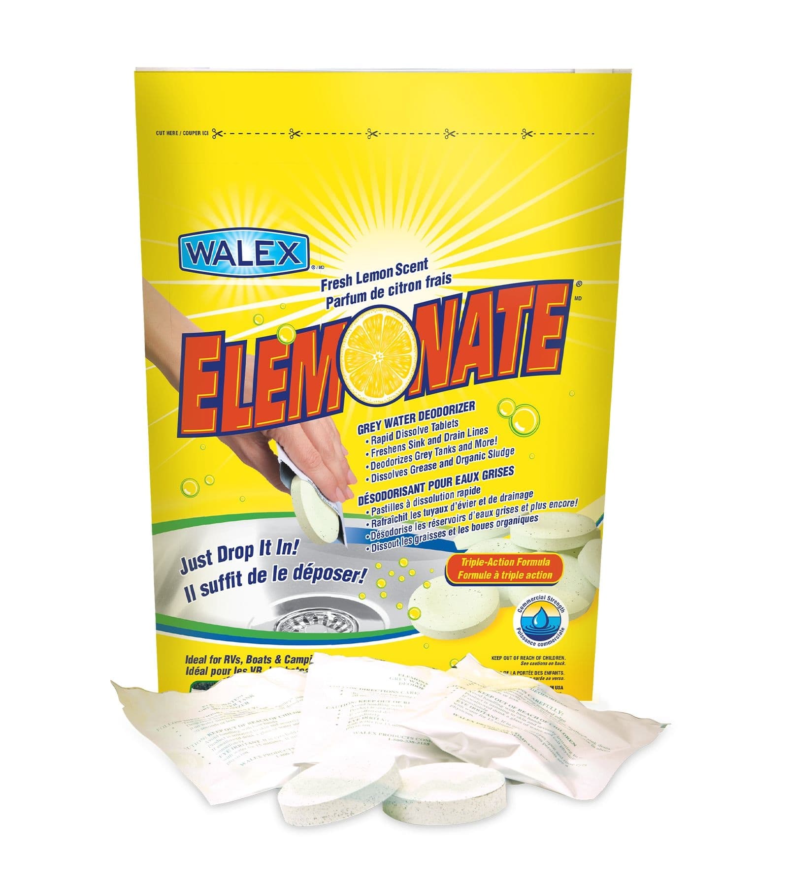 Walex Elemonate Grey Water Deodorizer & Cleaner, Fresh Lemon Scent