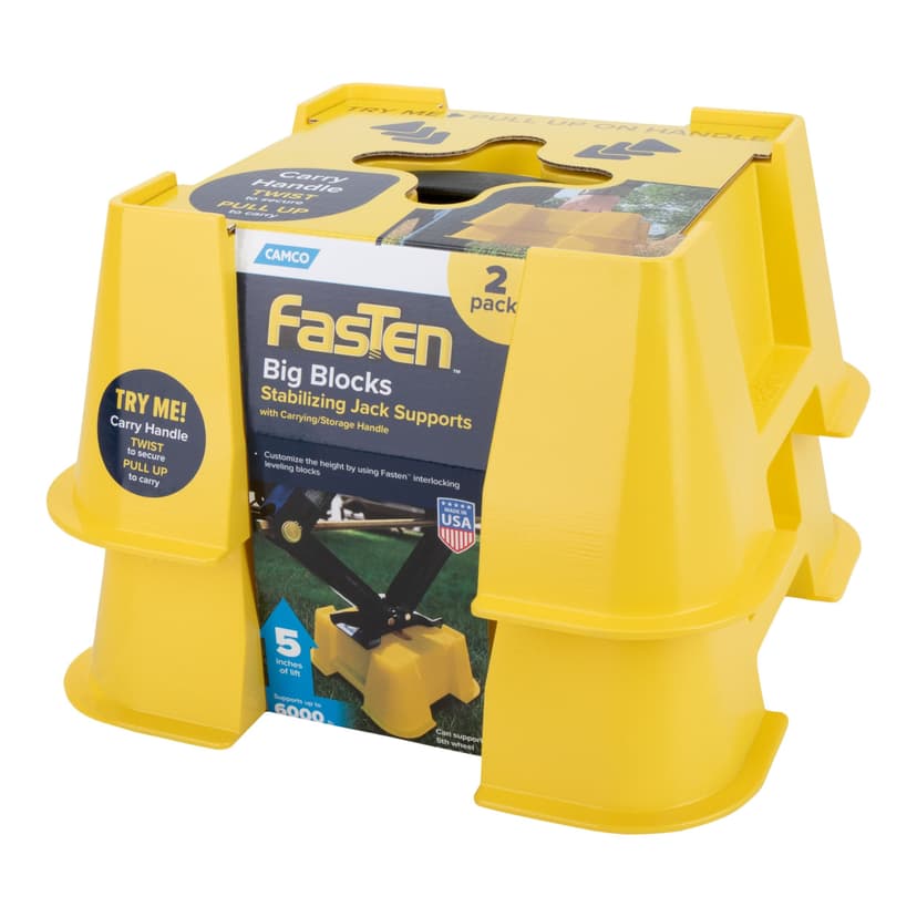 Camco Fasten Big Blocks Stabilizing RV Jack Supports, 2-pk