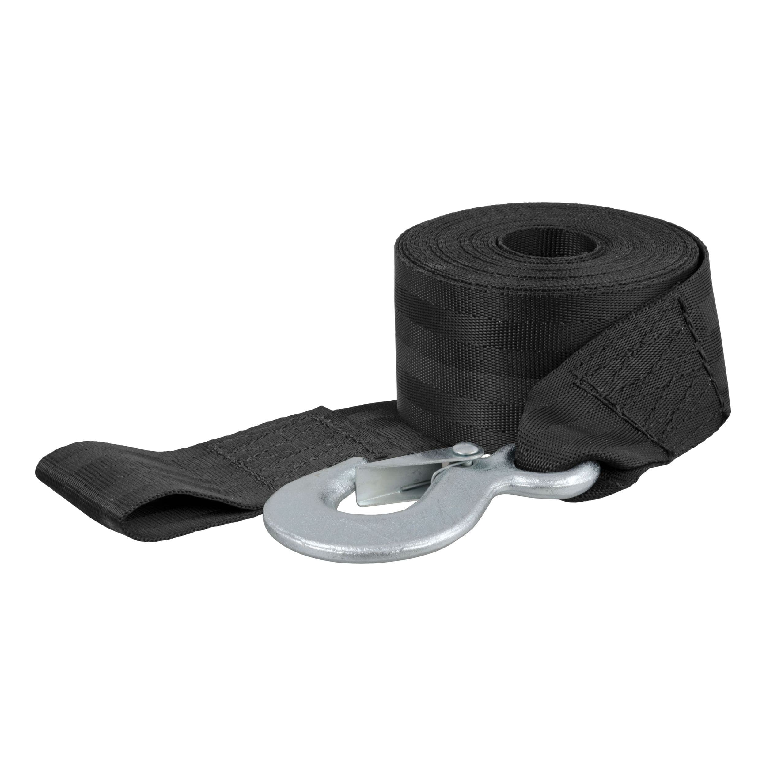 CURT 29452 Polyester Winch Strap with Hook, 2-3/8-in x 23-ft, 4,800-lbs