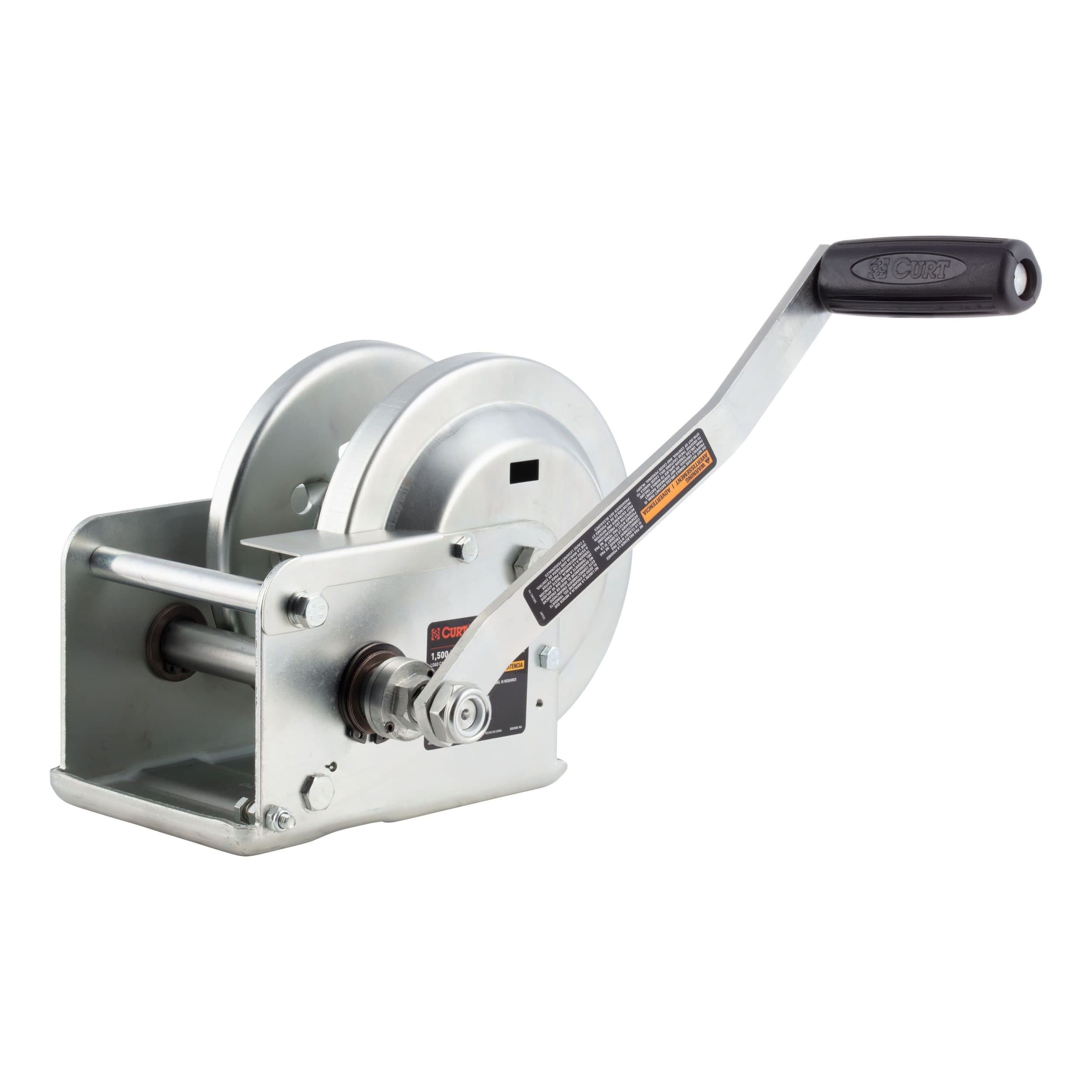 CURT 29615 Hand-Crank Brake Winch, 1,500-lbs, 5:1 Gear Ratio, 10.6-in Handle
