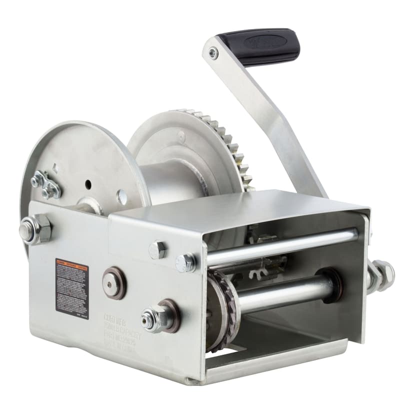 CURT 29625 Hand-Crank Brake Winch, 2,500-lbs, 15.8:1 Gear Ratio, 10.6-in Handle