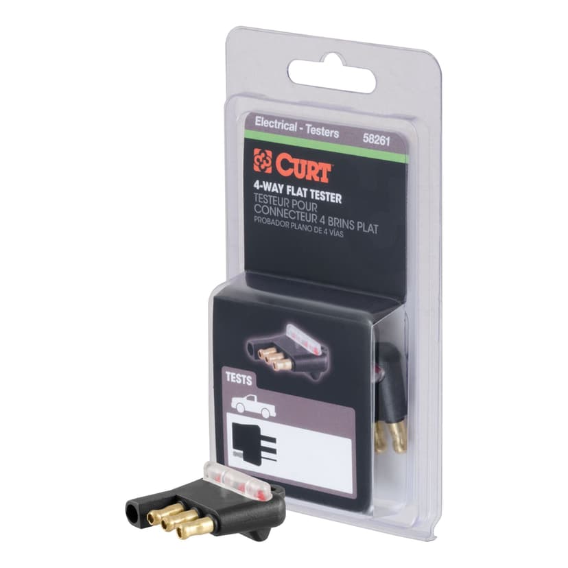 CURT 58261 4-Way Flat Vehicle Connector Tester (Packaged)