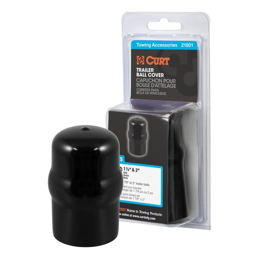 CURT 21801 Trailer Ball Cover (Fits 1-7/8-in or 2-in Balls, Black Rubber)