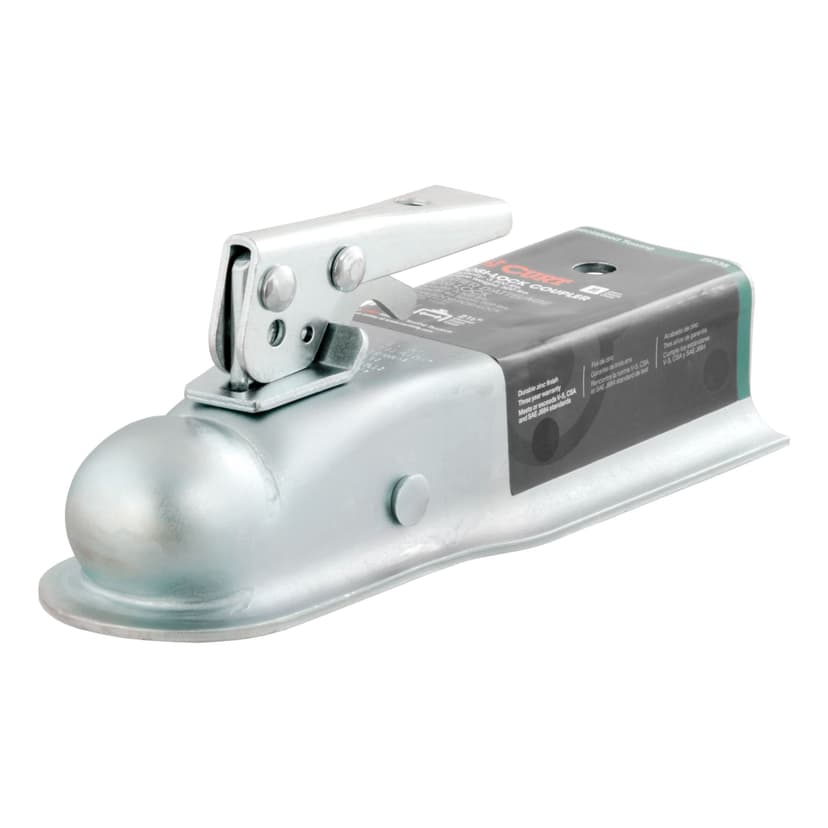 CURT 25135 2-in Straight-Tongue Coupler with Posi-Lock (3,500 lbs, Zinc)