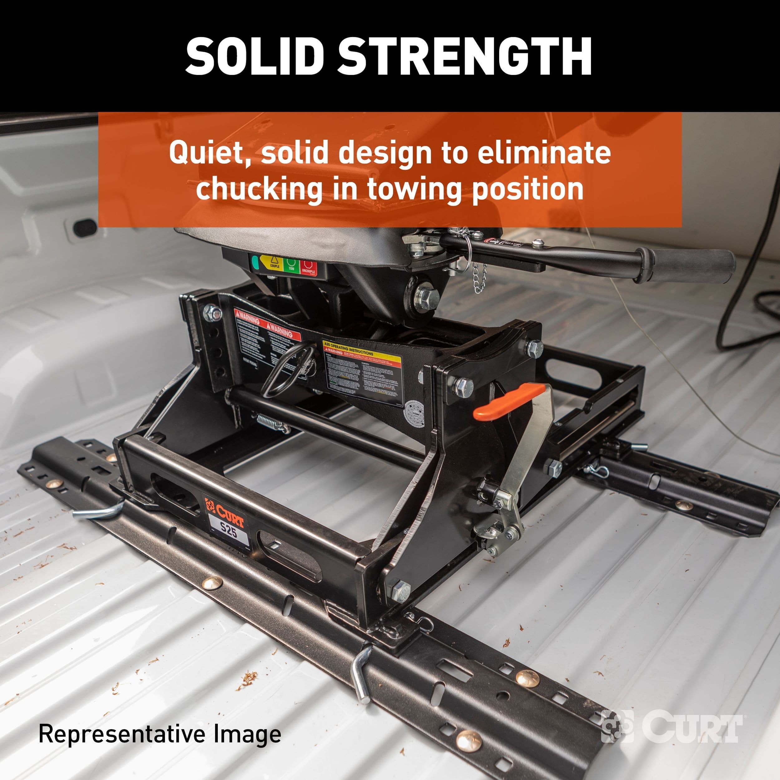 CURT 16057 A25 Sliding 5th Wheel Hitch, 25,000 lbs, Fits Select Chevy, Ford, GMC Puck System