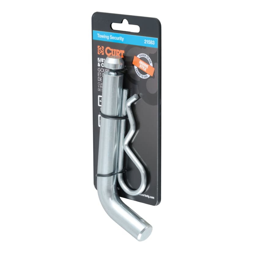 CURT 21583 5/8-in Hitch Pin with Groove (2-in or 2-1/2-in Receiver, Zinc)