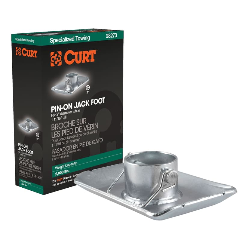CURT 28273 Pin-On Jack Foot (Fits 2" Tube, 2,000 lbs, 1-11/16" Height)