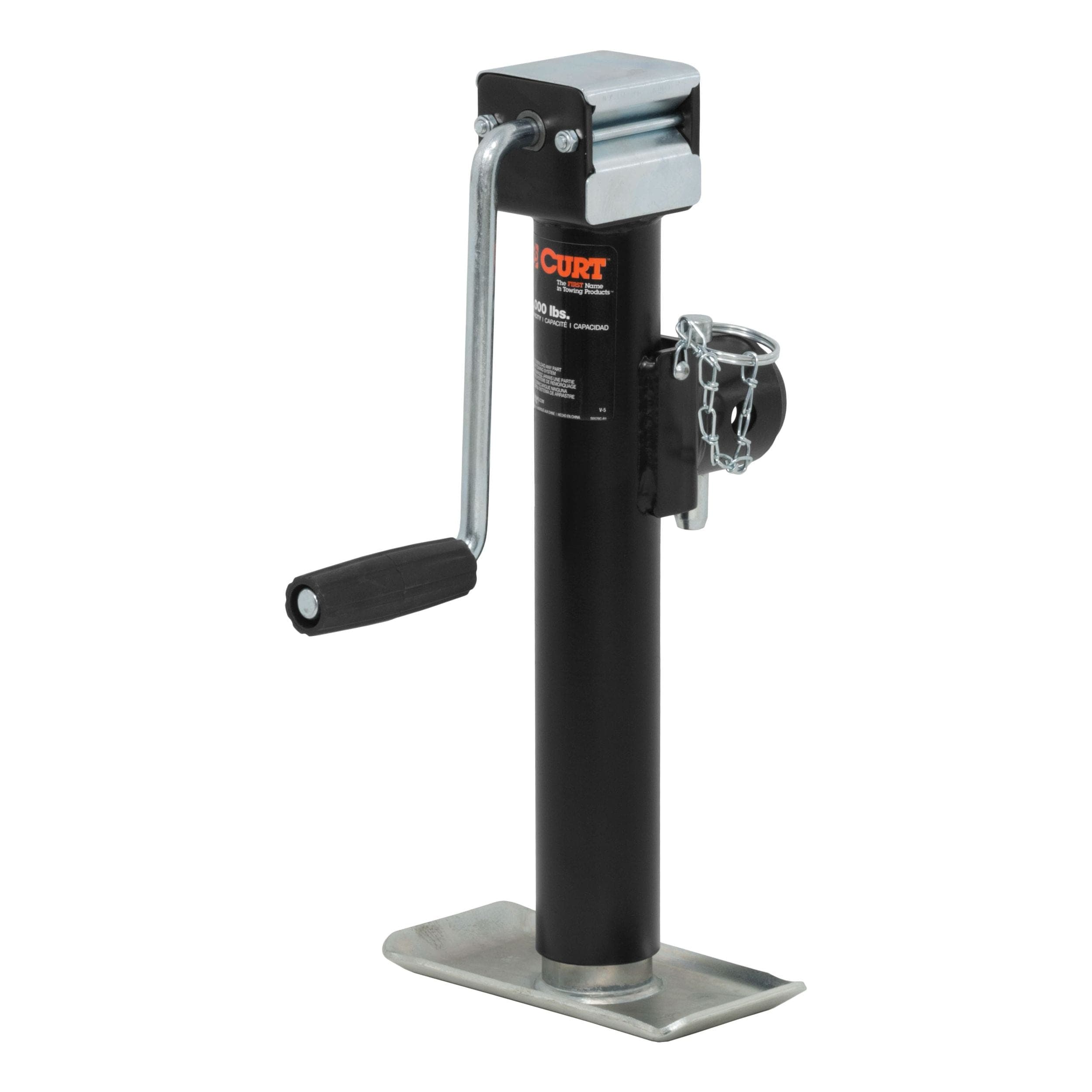 CURT 28354 Pipe-Mount Swivel Jack with Side Handle (5000lb, 10" Travel)