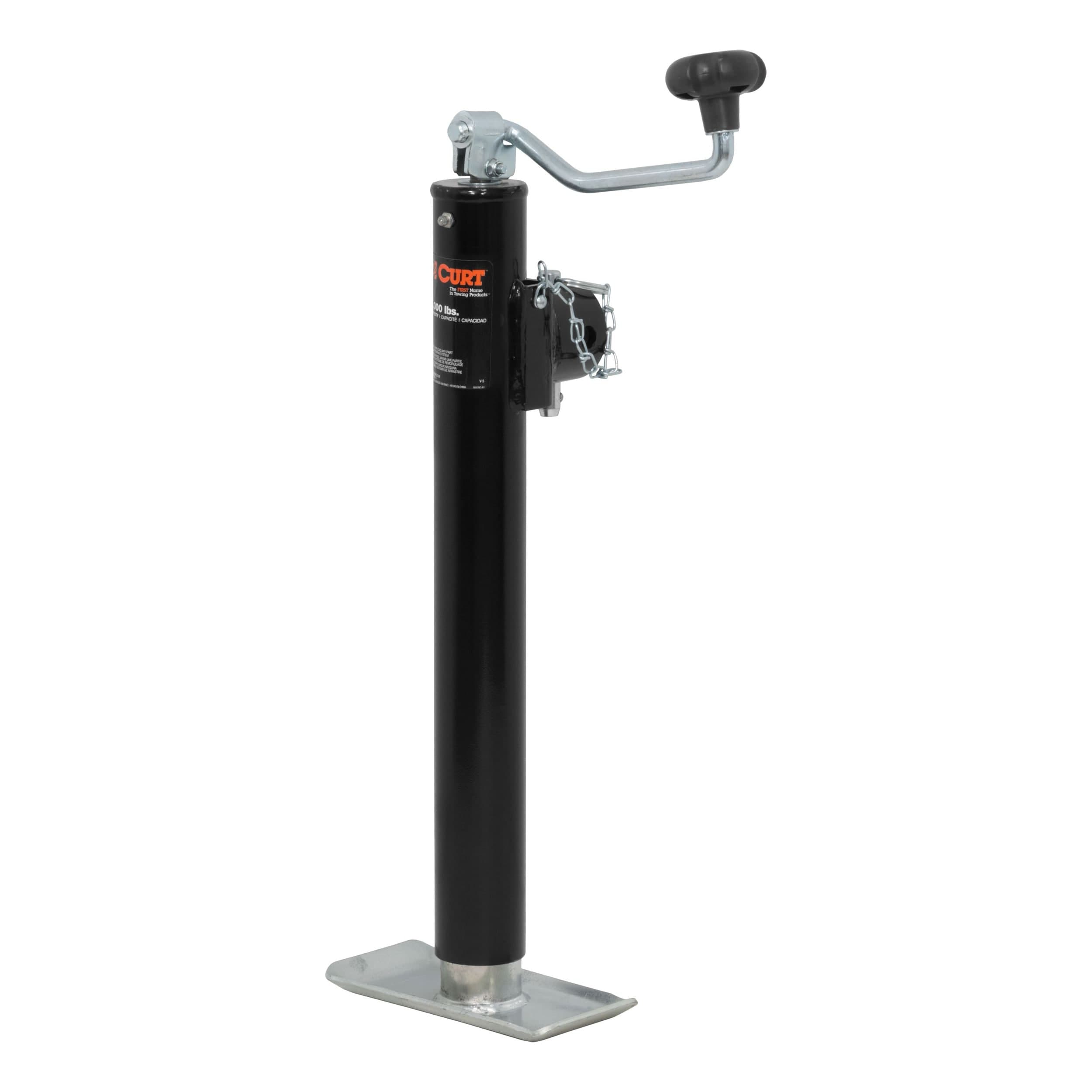 CURT 28356 Pipe-Mount Swivel Jack with Top Handle (5000 lb, 15" Travel)