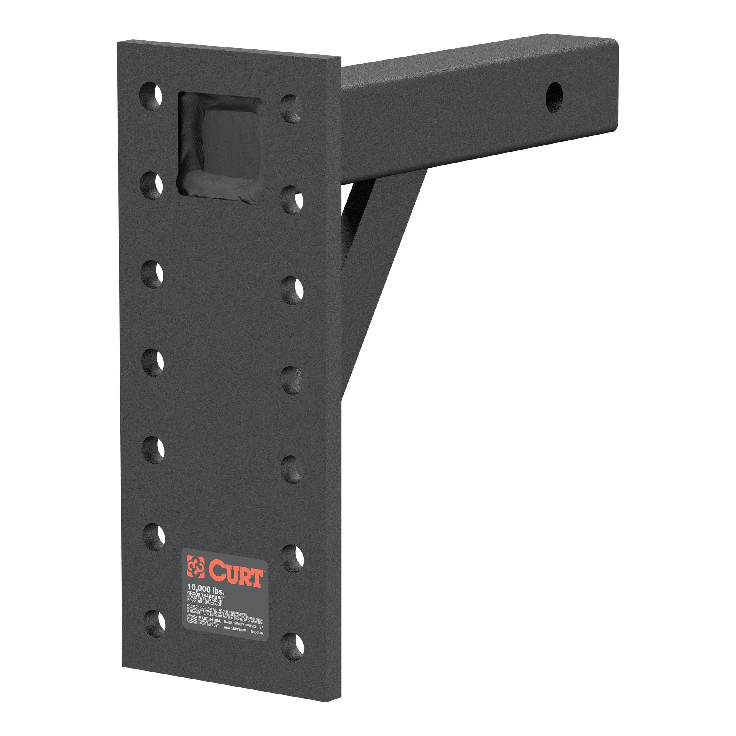 CURT 48341 Adjustable Pintle Mount (2" Shank, 10K lb, 13 High, 10 Long)