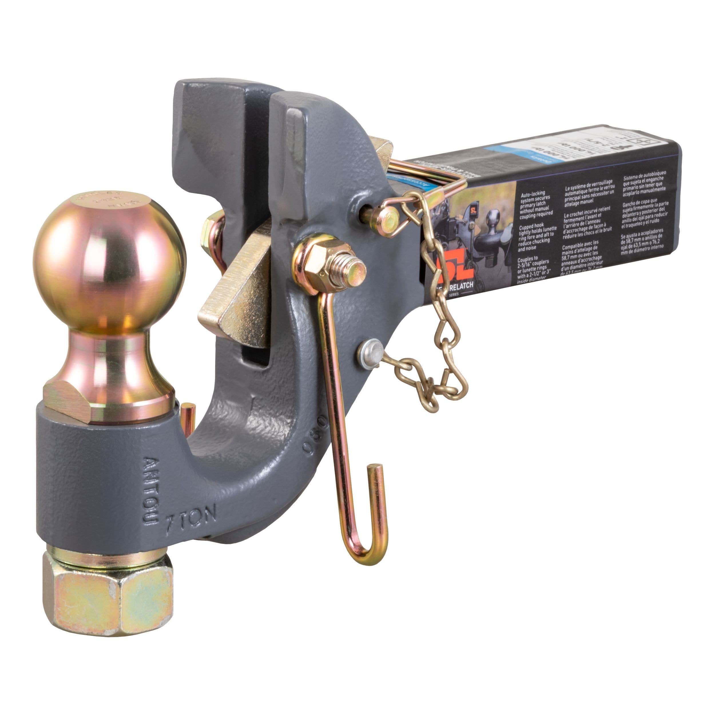 CURT 48407 SecureLatch Receiver-Mount Ball & Pintle Hitch 2" Ball, 14K