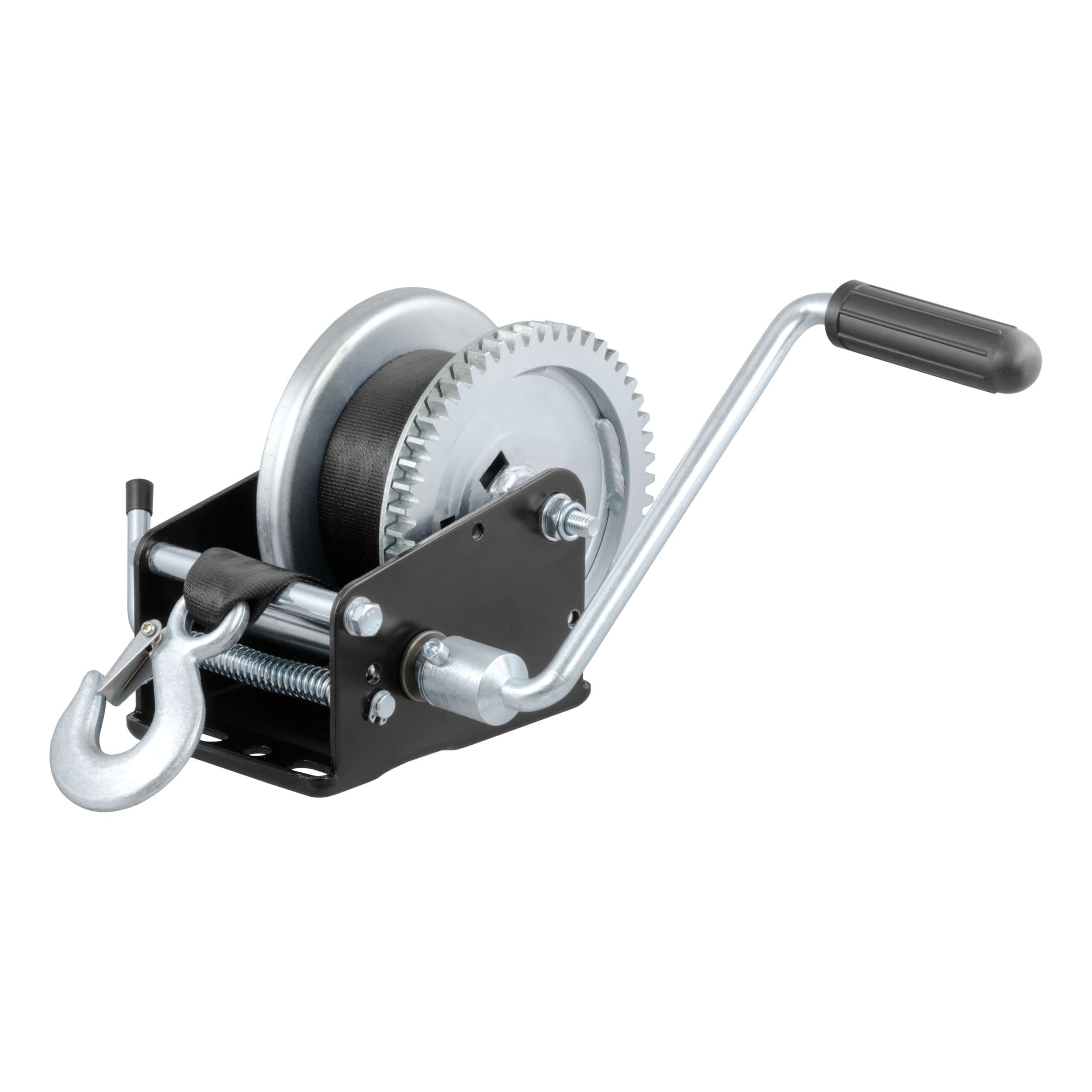 CURT 29435 Hand Crank Winch with 20' Strap (1,400 lbs, 7-1/2" Handle)