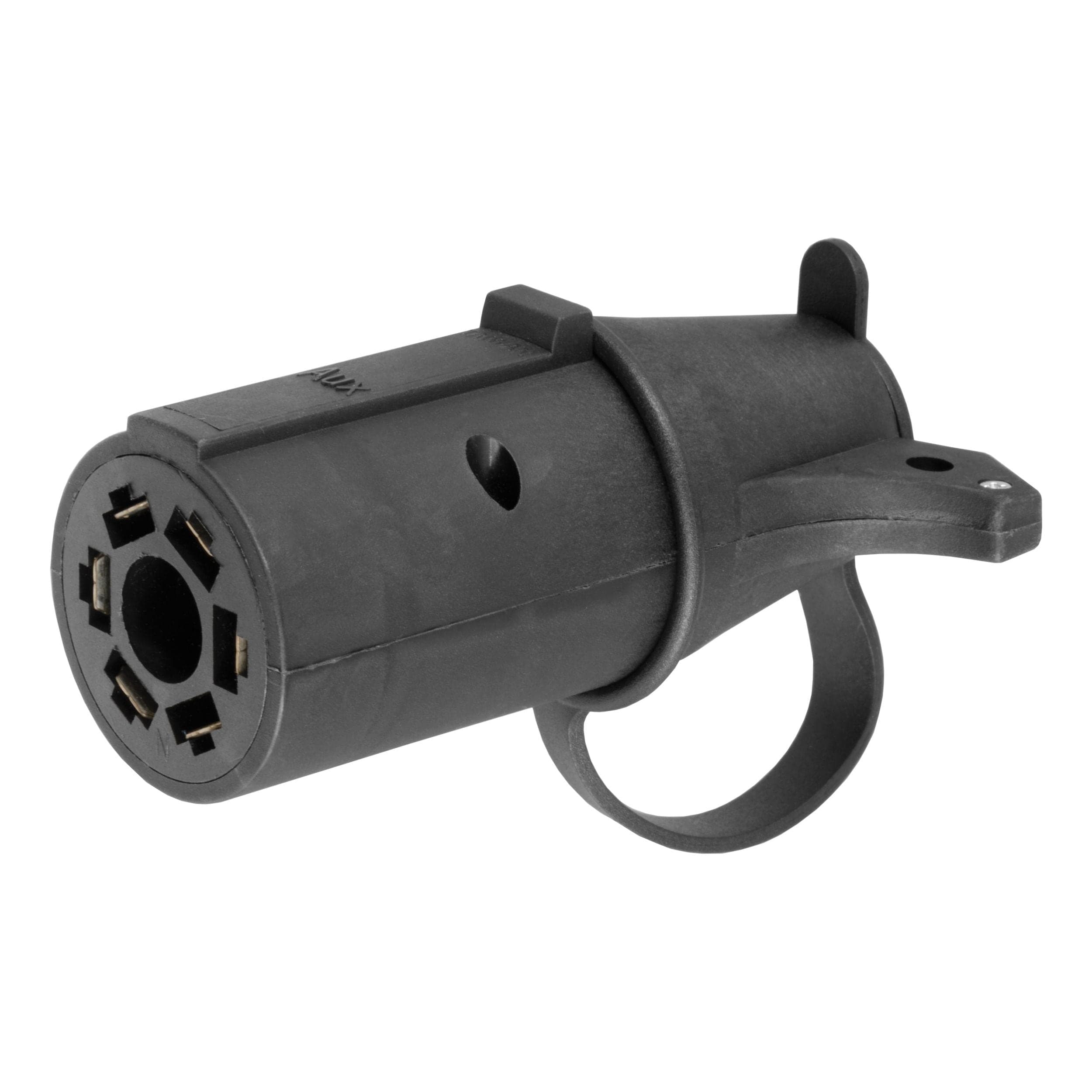 CURT 57255 Adapter with Tester (7-Way to 6-Round, Center Pin Auxiliary)