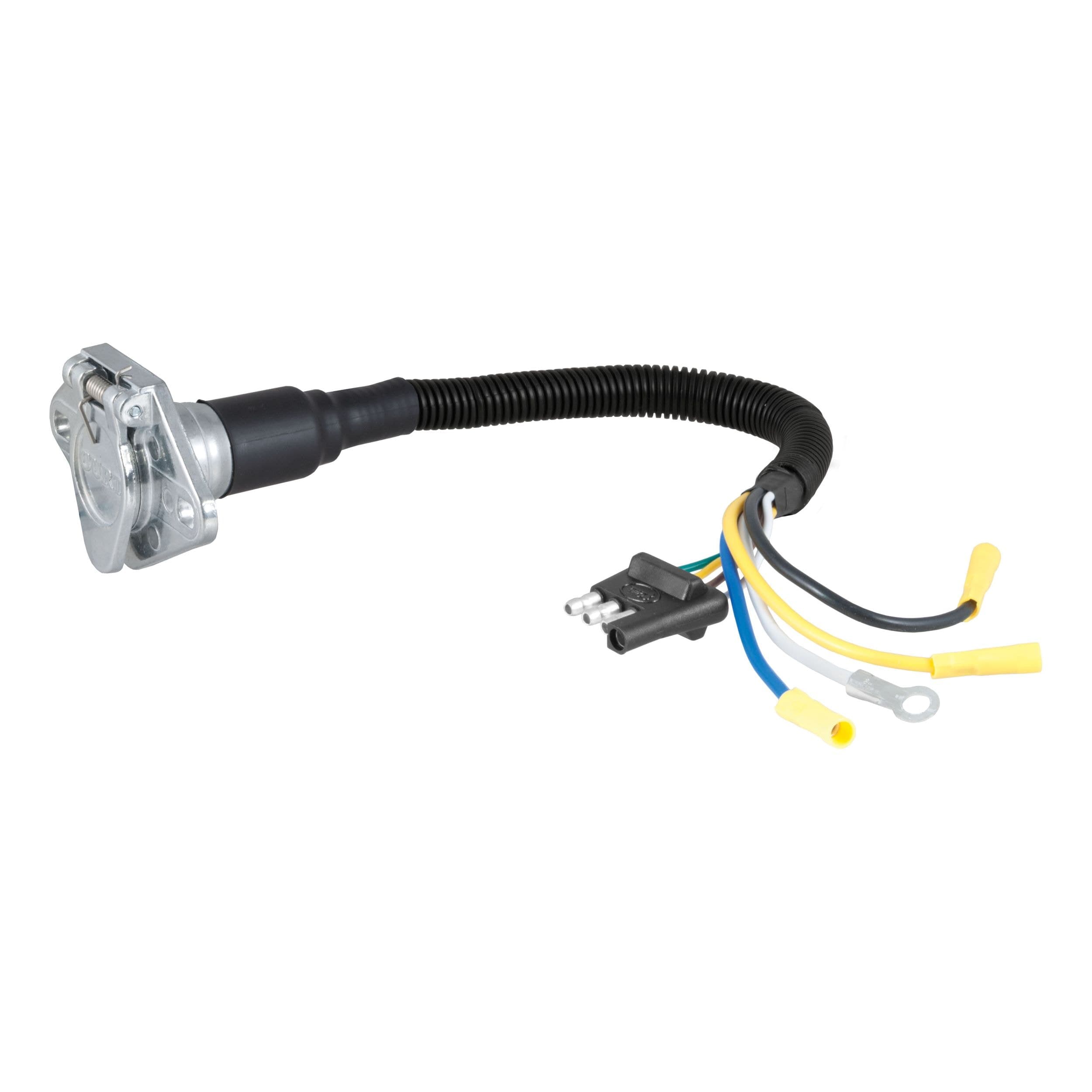 CURT 57183 Electrical Adapter 4-Way Flat Vehicle to 6-Way Round Trailer