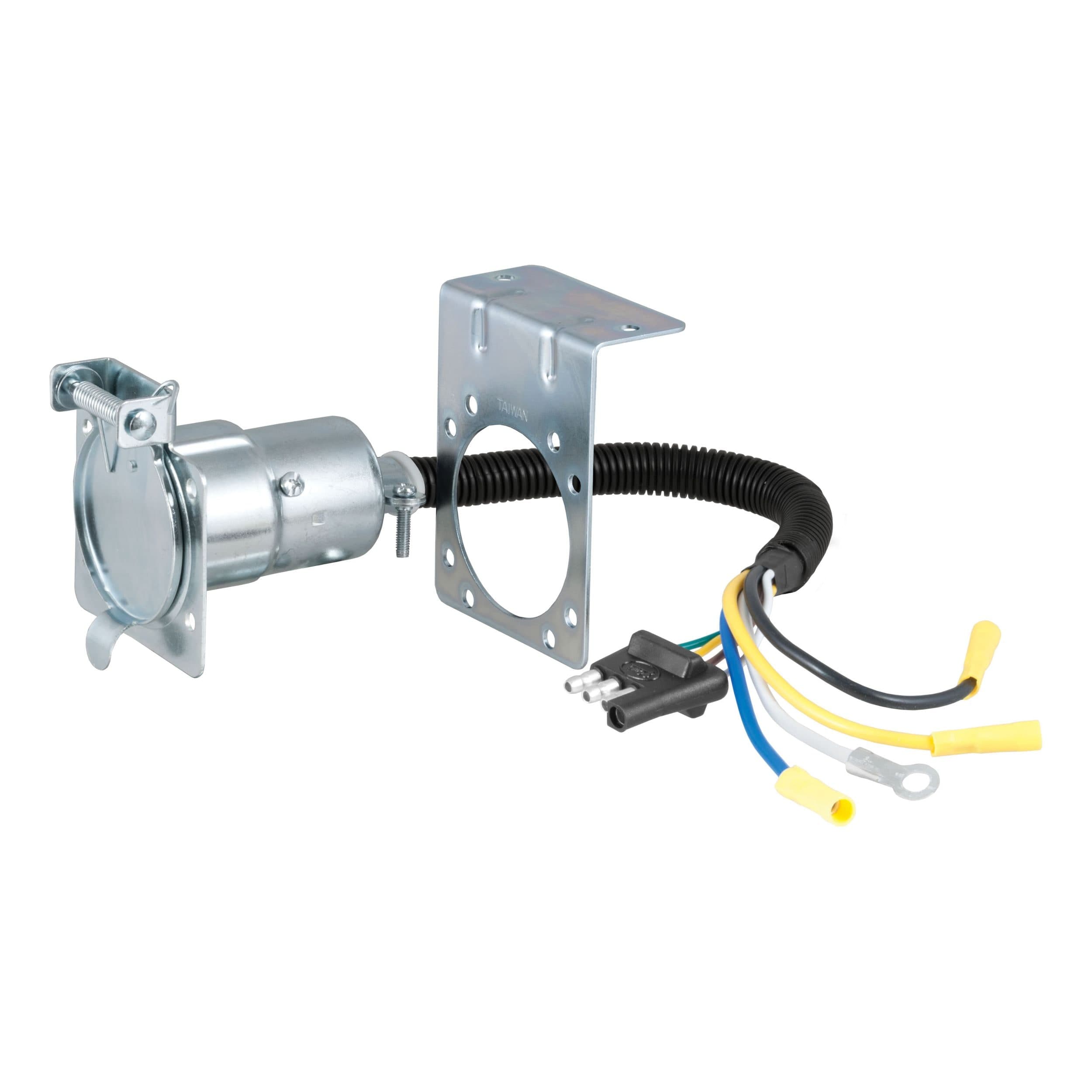 CURT 57185 Electrical Adapter with Bracket (4-Way Flat to 7-Way Blade)