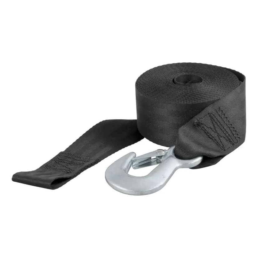 CURT 29451 2-in x 20-ft Nylon Winch Strap with Hook, 3,300-lbs