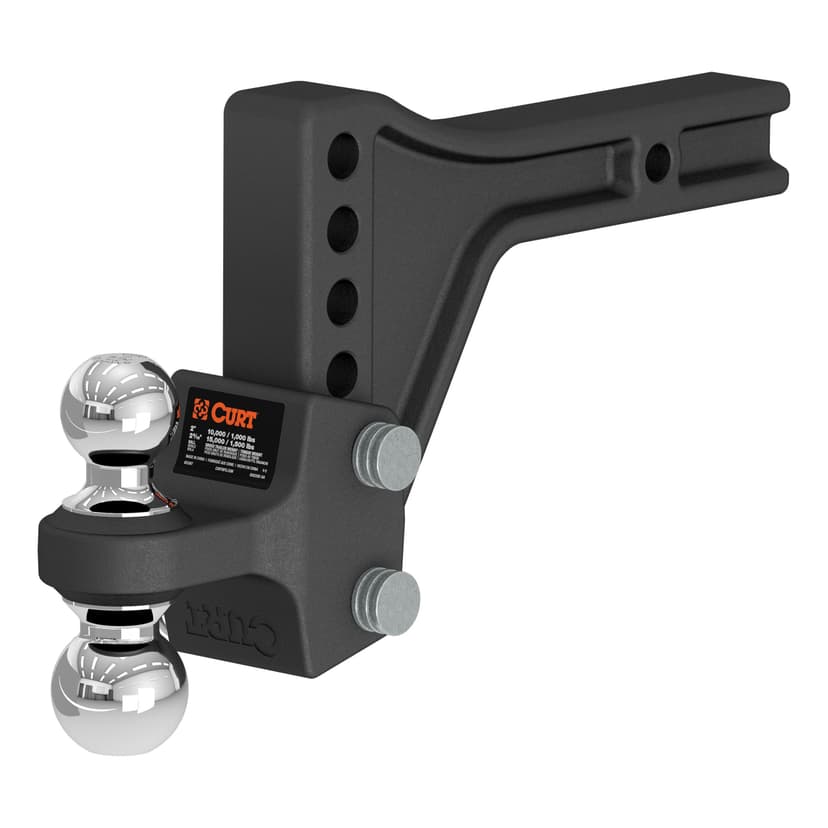 CURT 45935 Adjustable Trailer Hitch Ball Mount with Dual Ball, 2-in Shank, Up to 15,000-lbs