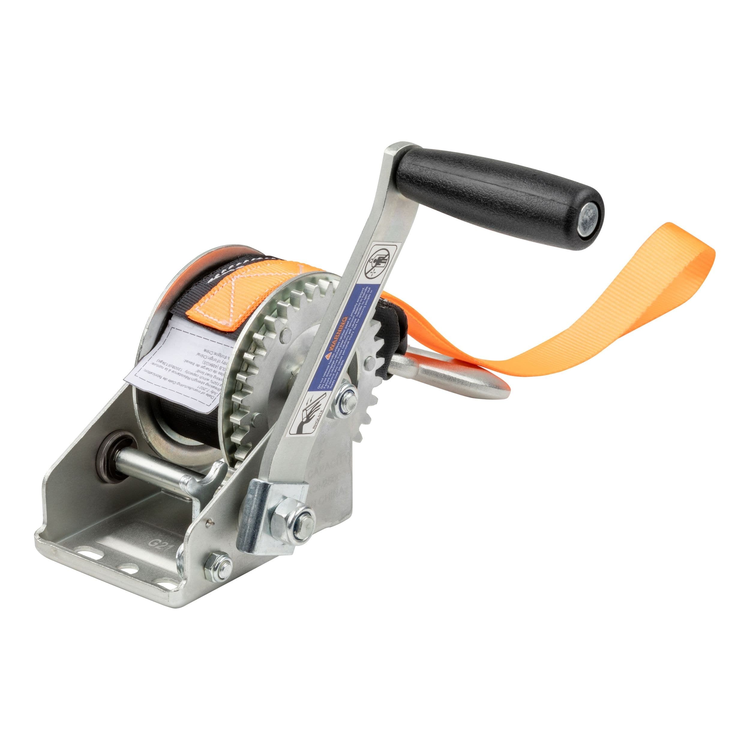 CURT 25002 Manual Hand Crank Jet Ski Trailer Winch with Bow Loop, 900-lbs Capacity, Steel