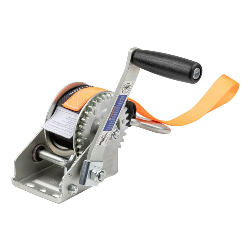 CURT 25002 Manual Hand Crank Jet Ski Trailer Winch with Bow Loop, 900-lbs Capacity, Steel