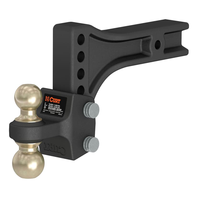 CURT 45937 HD Adjustable Hitch Ball Mount with Dual Ball, 2-1/2-in Shank, Up to 20,000 lbs