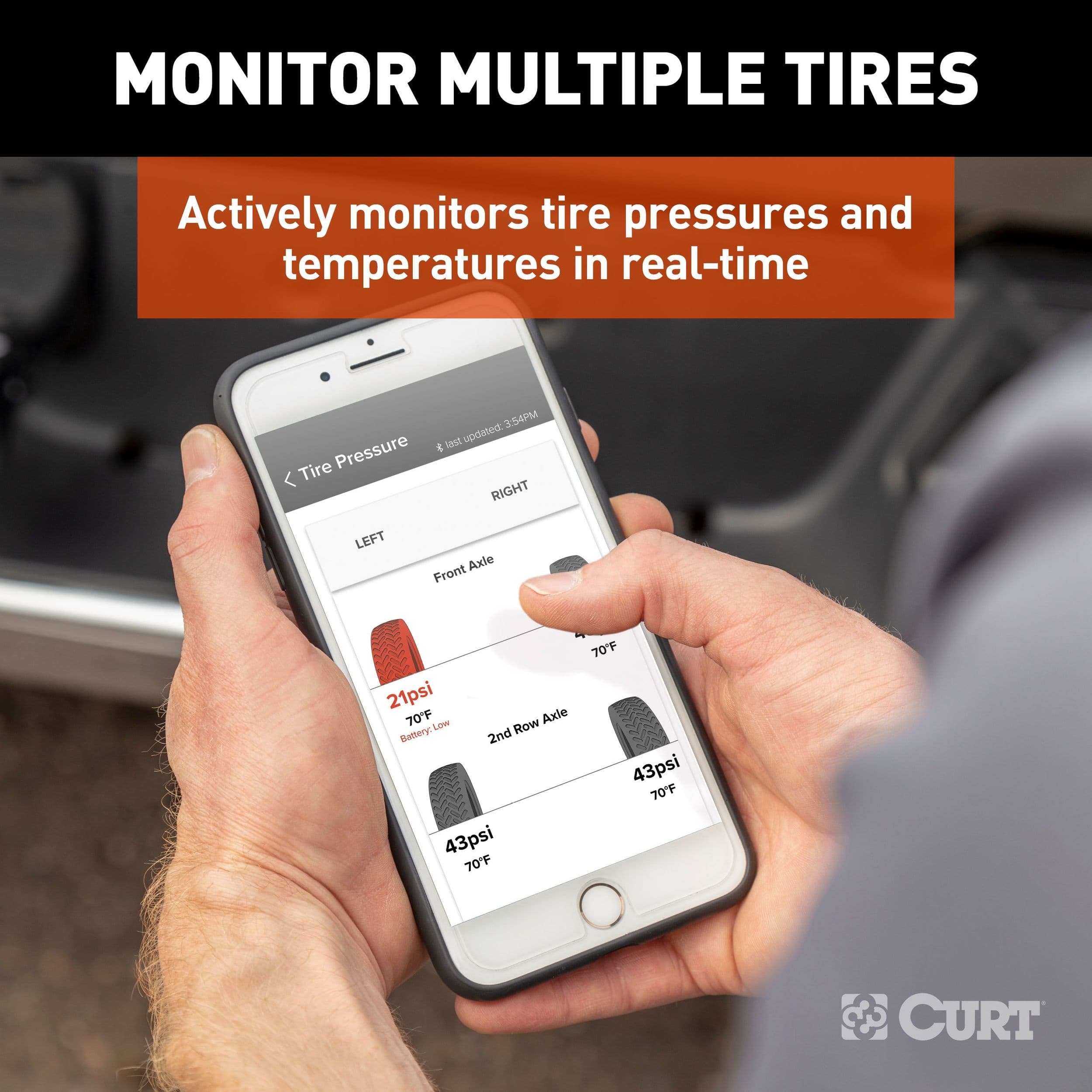 CURT 57009 Tire Linc Auto Advanced Tire Pressure Monitoring System for Trailers & RVs -TPMS
