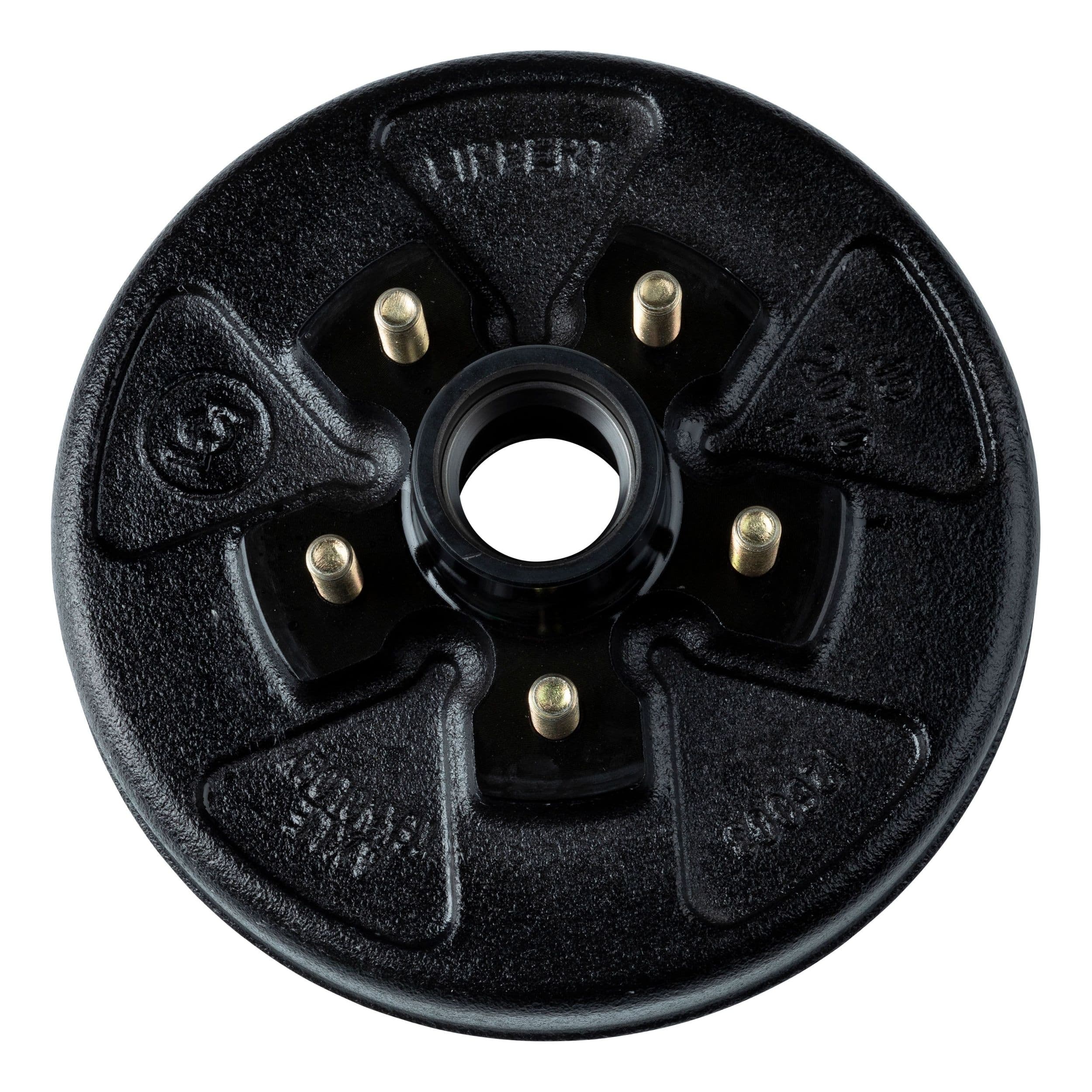 CURT 814210 10-in Brake Drum Hub Assembly for 3,500-lb Axle, 5 on 4.5-in, 1/2-in Stud, with Bearing Cone Kit