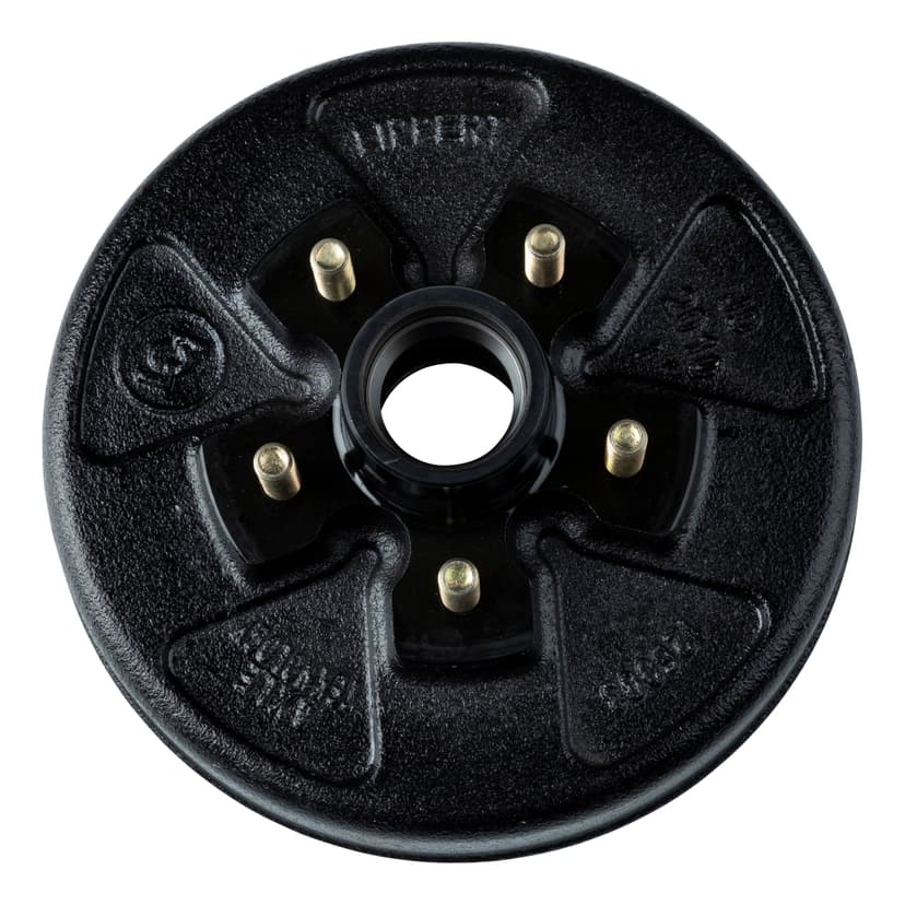 CURT 814210 10-in Brake Drum Hub Assembly for 3,500-lb Axle, 5 on 4.5-in, 1/2-in Stud, with Bearing Cone Kit