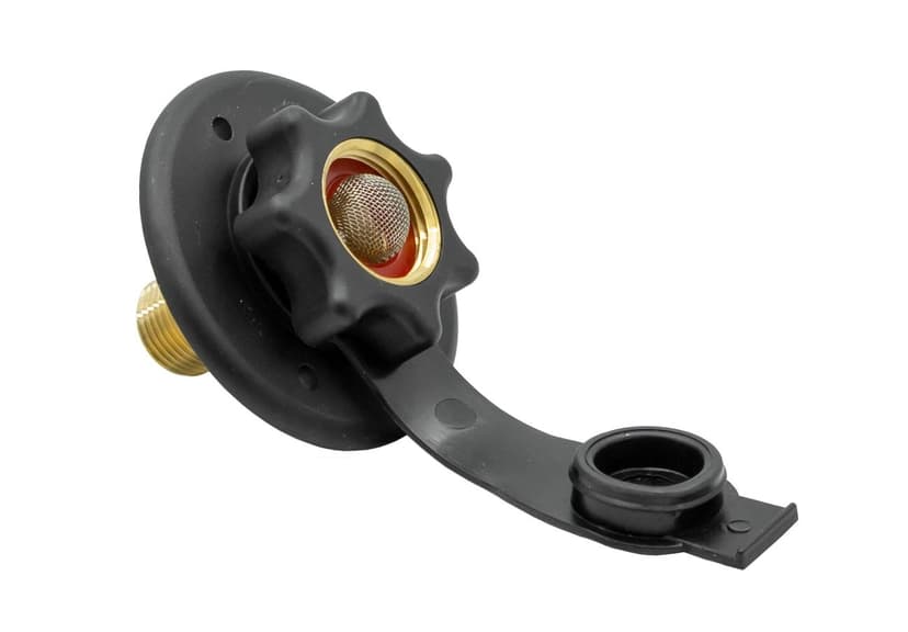 JR Products RV City Water Fill with Check Valve, Black