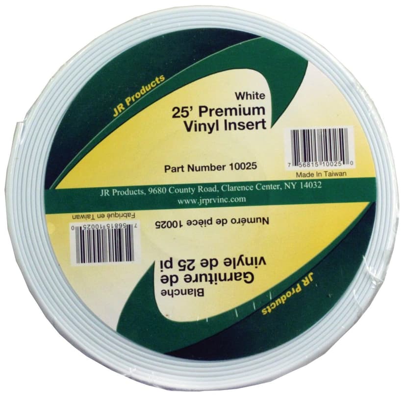 JR Products 10025 25-ft Vinyl Insert, UV-Resistant, White