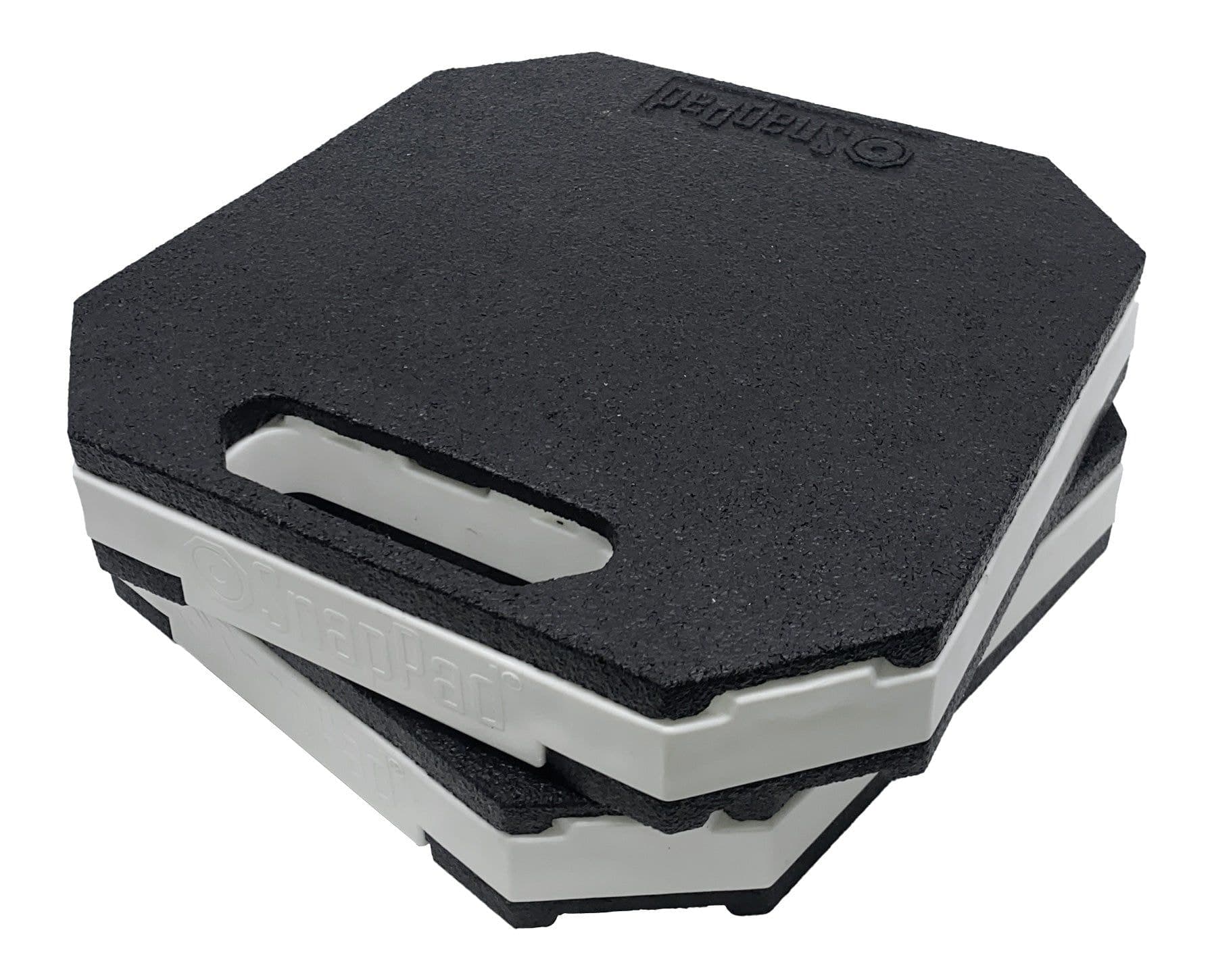 SnapPad StakPad RV Stacker Leveling Block/Jack Pad for Drive-On, White/Black