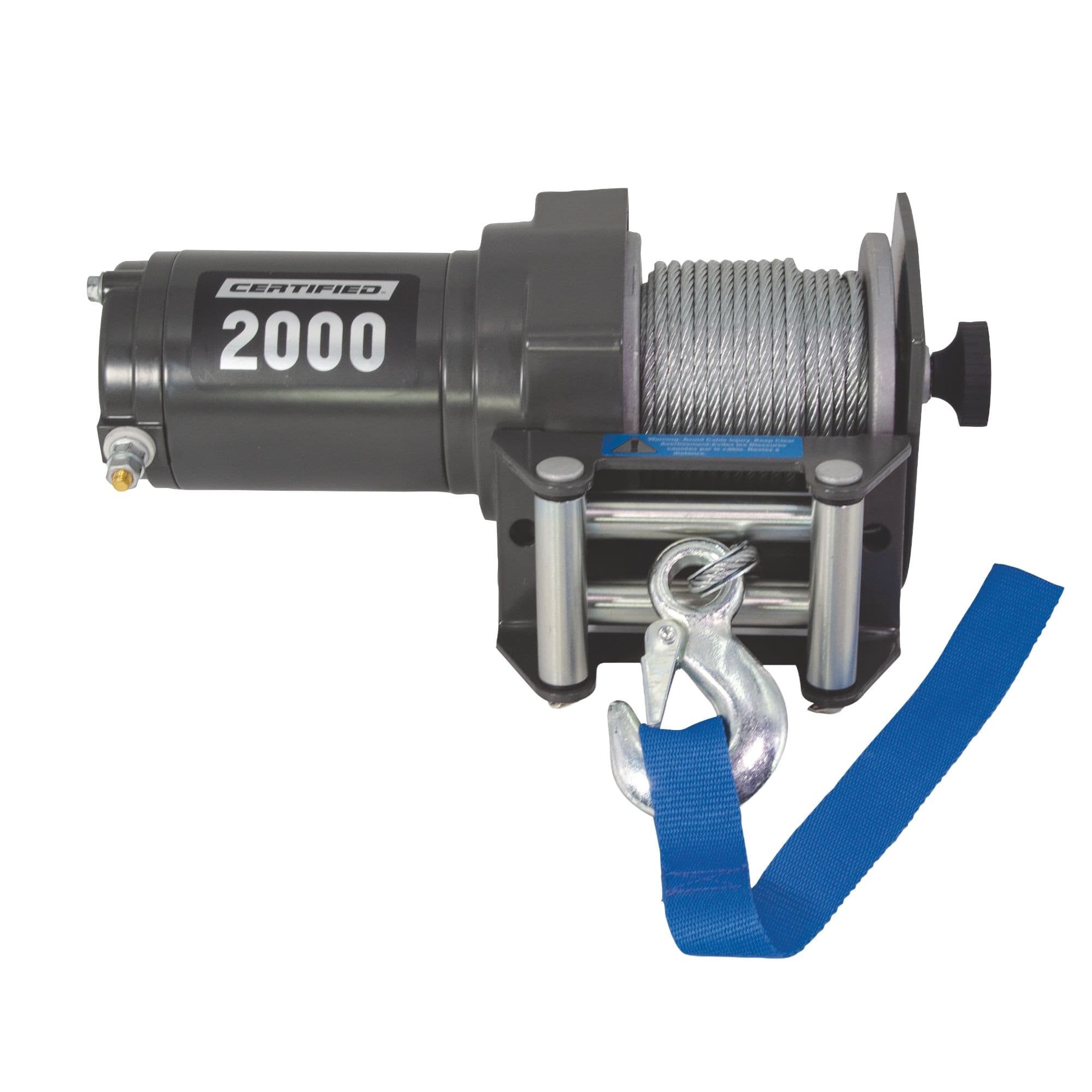 Certified 12V DC Winch with Wired Remote & 5/32-in x 50-ft Steel Rope, 2000-lb