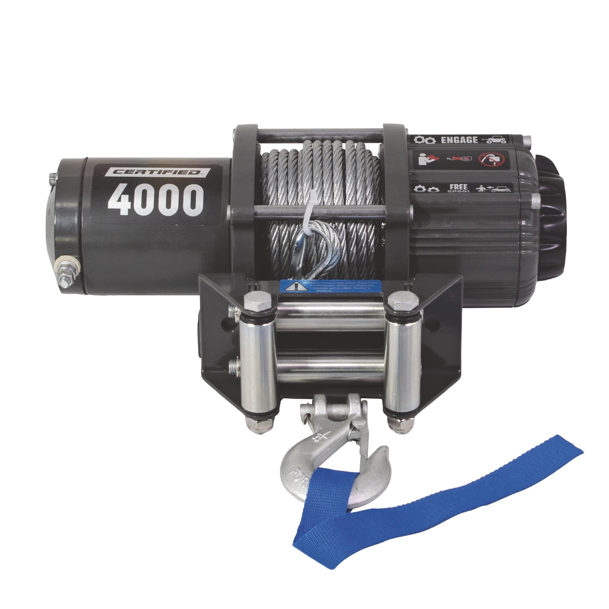 Certified 12V DC Winch with Wired Remote & 15/64-in x 40-ft Steel Rope, 4000-lb