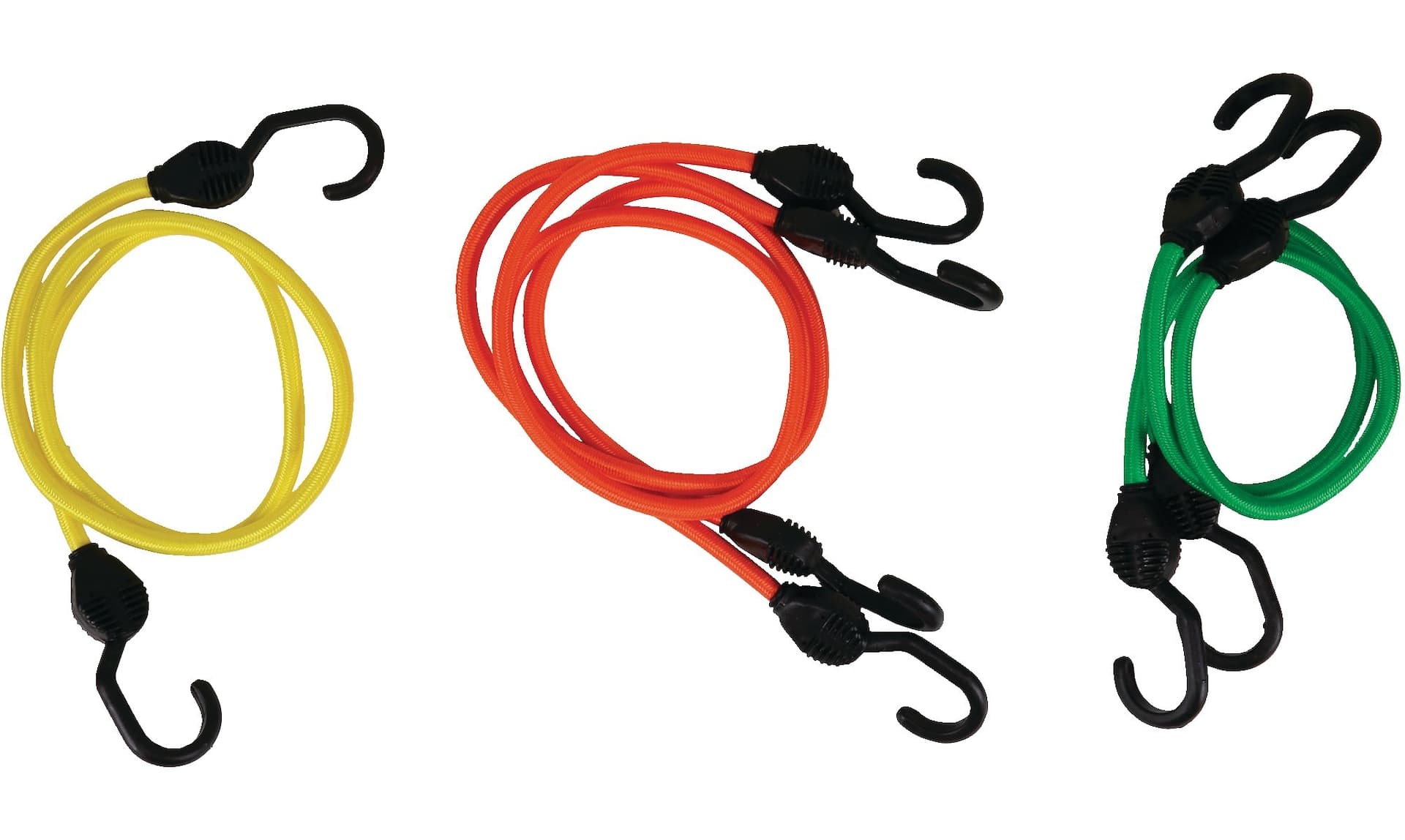 Certified Super Strong Bungee Cord Kit, with Steel Core Hooks, Assorted Sizes, 5-pk