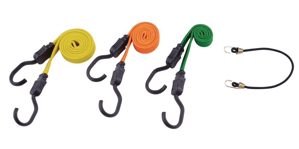 Certified Flat Strap Bungee Cord Kit, Assorted Sizes, 10-pk