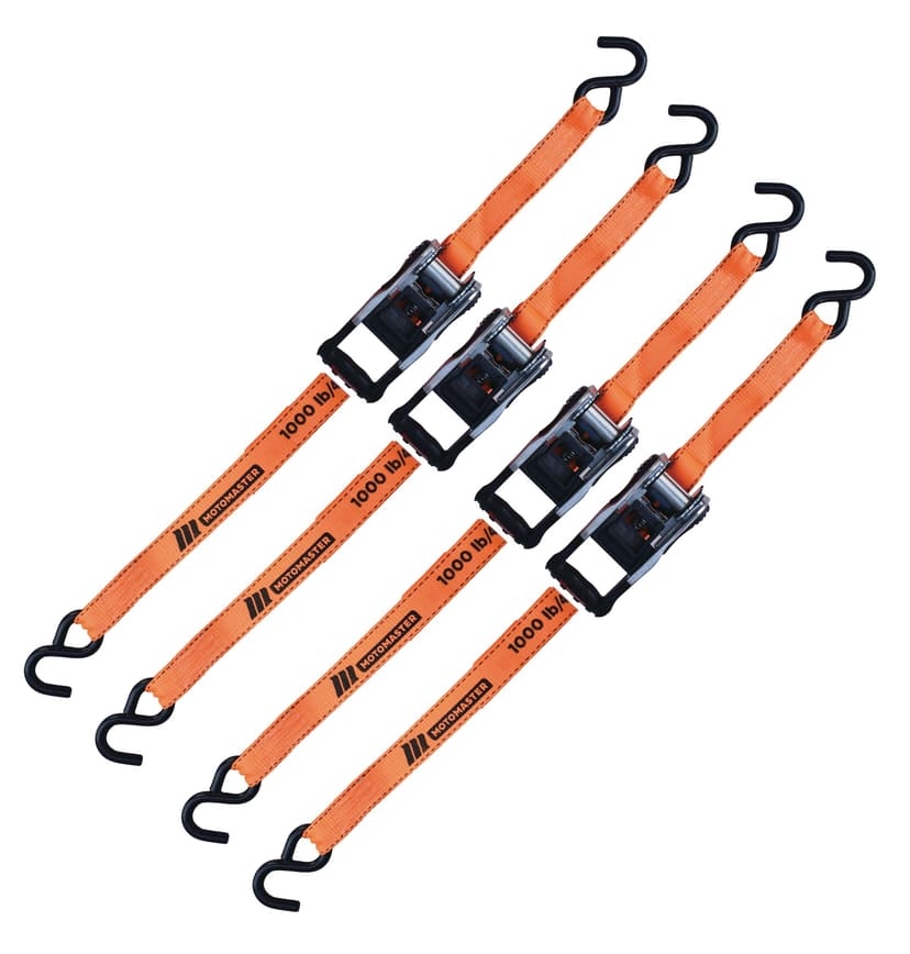 MotoMaster 3,000-lb Heavy Duty Ratchet Tie Down Straps, Extra Long, 1.25-in x 20-ft, 4-pk