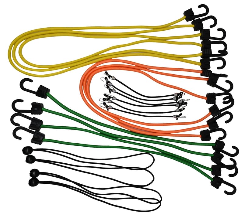 Certified Interconnected Rubber Bungee Cord Kit, 20-pk