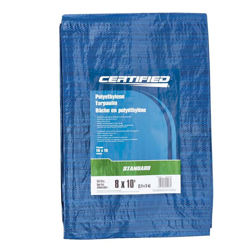 Certified Standard Duty Poly Tarp, Waterproof, 8-ft x 10-ft