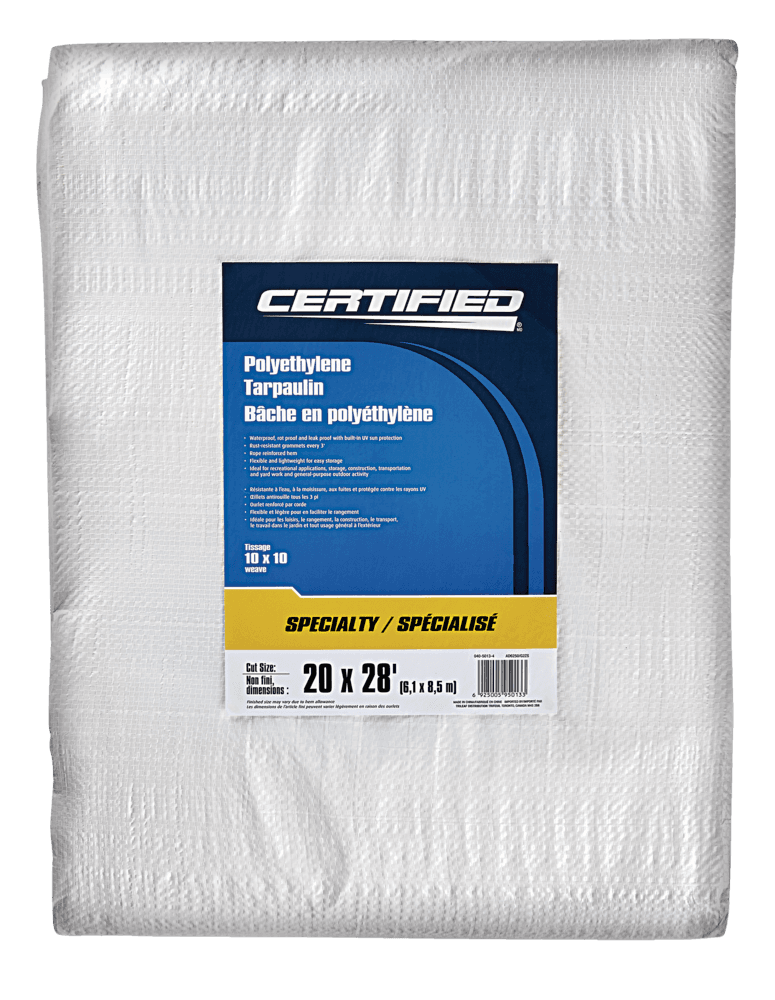Certified Specialty White Poly Tarp, Waterproof, 20-ft x 28-ft