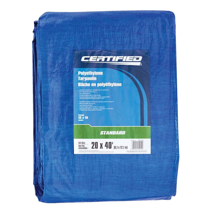 Certified Standard Polyethylene Tarpaulin, Waterproof, 20-ft x 40-ft