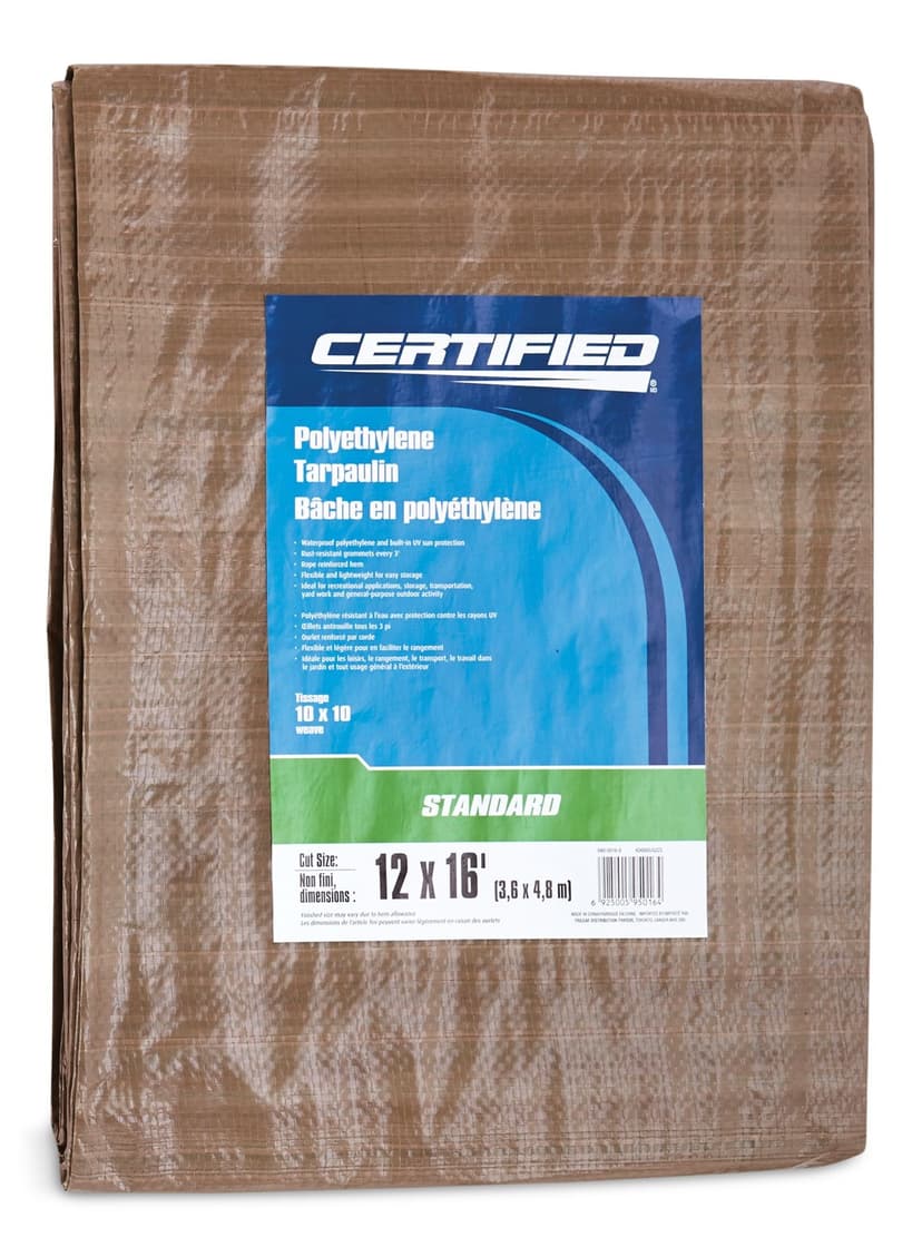 Certified Standard Green & Tan Poly Tarp, Waterproof, 12-ft x 16-ft