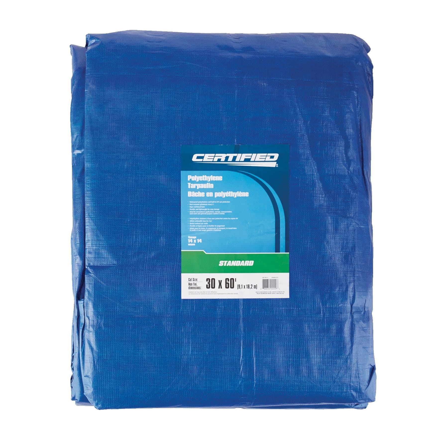 Certified Standard Duty Poly Tarp, 30 x 60-ft