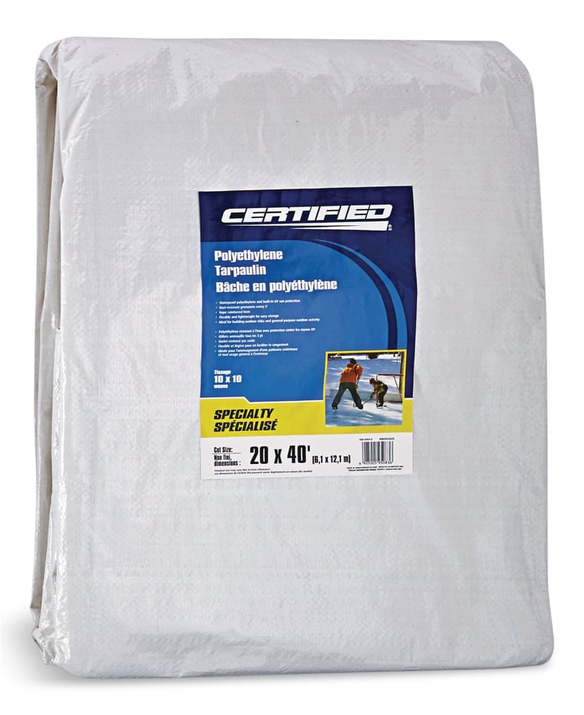 Certified Polyethylene Ice Rink Tarpaulin, 20-ft x 40-ft