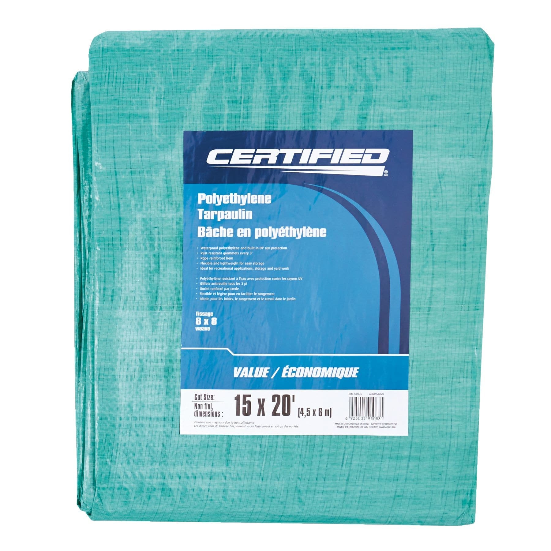 Certified Light Duty Poly Tarp, Waterproof, 15-ft x 20-ft