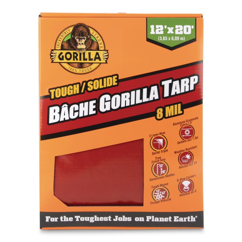Gorilla Premium Tough 3-Layer Heavy-Duty Tarp, 8-mm, 12-ft x 20-ft